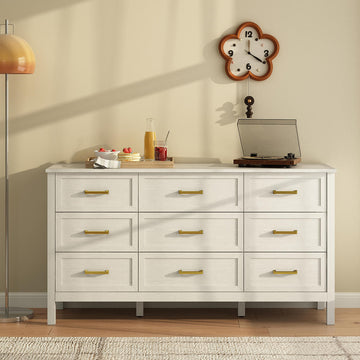 Dorien Modern Farmhouse White 9-Drawer Dresser - Riumlore