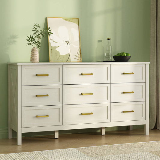 Dorien Modern Farmhouse White 9-Drawer Dresser - Riumlore