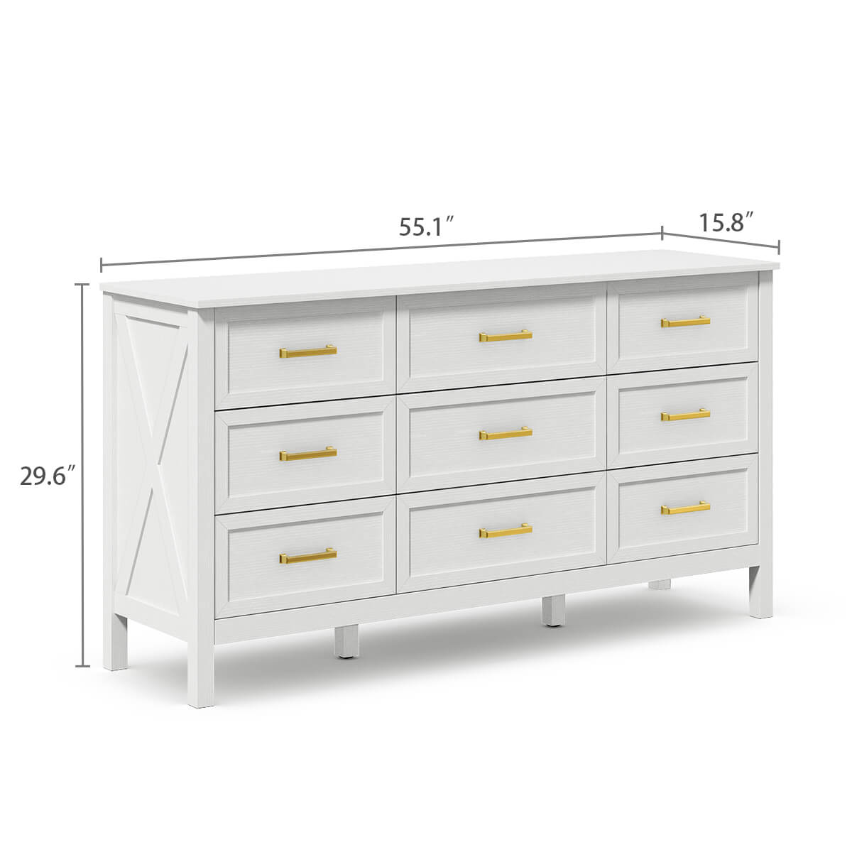 Dorien Modern Farmhouse White 9-Drawer Dresser - Riumlore