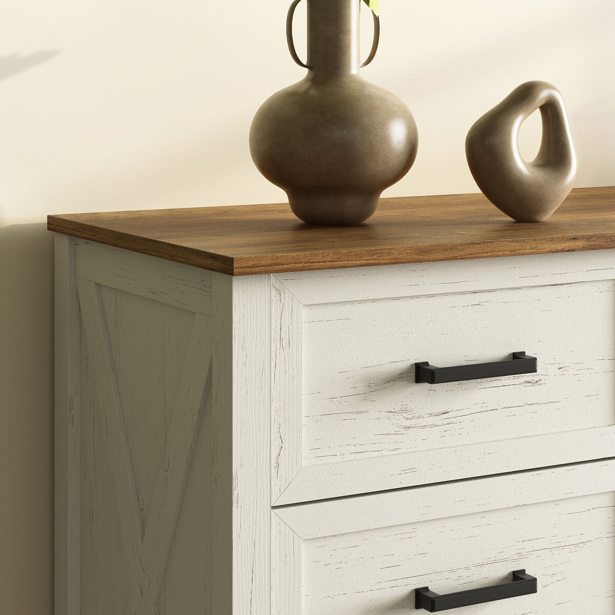 Dorien Rustic Farmhouse White 9-Drawer Dresser - Riumlore