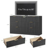 55.1" W Fluted 7 Drawer Dresser for Adult,Wooden Bedroom Dresser,Dresser TV Stand up to 65" for Living Room,Black