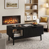 Fluted Lift Top Coffee Table with Storage, Rising Coffee Tables with Hidden Compartment, Wood Center Table for Living Room Office, Black