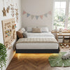 Queen Bed Frame with RGB LED Lights,Floating Bed with Fluted Design;Heavy Duty Steel, Modern Metal Queen Size Bed,Black