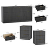 3-Piece Modern Bedroom Set - 9 Drawer Wide Dresser & Nightstands Set of 2 with Fluted Design, Anti-Tip Safety Black Natural Wood Storage Furniture for Bedroom,Hallway 9+6,Black
