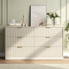 55.1" W Fluted 6 Drawer Dresser for Adult,Wooden Bedroom Dresser,Dresser TV Stand up to 65" for Living Room,Beige