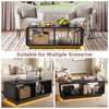 Coffee Table with LED Lights, 47.2" W TV Stand Center Table with 2-Tiers for Living Room,Black