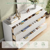 55.1" W Fluted 6 Drawer Dresser for Adult,Wooden Bedroom Dresser,Dresser TV Stand up to 65" for Living Room,White