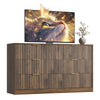 55.1" W Fluted 6 Drawer Dresser for Adult,Wooden Bedroom Dresser,Dresser TV Stand up to 65" for Living Room,Brown