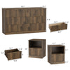 3-Piece Modern Bedroom Set - 6 Drawer Wide Dresser & Nightstands Set of 2 with Fluted Design, Anti-Tip Safety Brown Natural Wood Storage Furniture for Bedroom,Hallway 6+2,Brown