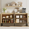 63" Wide Kitchen Sideboard,Buffet Cabinet with Adjustable Shelf and 2 Doors,Coffee Bar Cabinet for kitchen,Living Room,Bedroom,Natural Oak