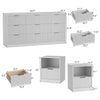 3-Piece Modern Bedroom Set - 9 Drawer Wide Dresser & Nightstands Set of 2 with Fluted Design, Anti-Tip Safety White Natural Wood Storage Furniture for Bedroom,Hallway 9+2,White