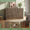 55.1" W Fluted 7 Drawer Dresser for Adult,Wooden Bedroom Dresser,Dresser TV Stand up to 65" for Living Room,Brown