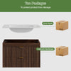 ASTUVIA 30" Modern Fluted Bathroom Vanity with Sink, Wall Mounted Floating Cabinets with Double Drawers, Resin Sink Combo Set with Golden Handle,Brown