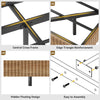 King Bed Frame with RGB LED Lights,Floating Bed with Fluted Design;Heavy Duty Steel, Modern Metal Bed Frame,Walnut