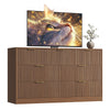 55.1" W Fluted 7 Drawer Dresser for Adult,Wooden Bedroom Dresser,Dresser TV Stand up to 65" for Living Room,Oak