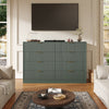 55.1" W Fluted 8 Drawer Dresser for Adult,Wooden Bedroom Dresser,Dresser TV Stand up to 65" for Living Room,Green