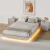 4-Piece Bedroom Set for Adult, Fluted Queen Floating LED Bed Frame with 2 Nightstands and Fluted 6 Drawer Dressers,White Queen,6+4 Drawers