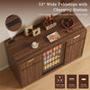 53" Mini Fridge Cabinet with Power Outlet,Fluted Coffee Bar Cabinet with Mini Fridge Space,Buffet Sideboard with Drawers,Brown