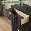 55.1" W Fluted 8 Drawer Dresser for Adult,Wooden Bedroom Dresser,Dresser TV Stand up to 65" for Living Room,Black