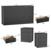 3-Piece Modern Bedroom Set - 6 Drawer Wide Dresser & Nightstands Set of 2 with Fluted Design, Anti-Tip Safety Black Natural Wood Storage Furniture for Bedroom,Hallway 6+6,Black