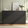 55.1" W Fluted 6 Drawer Dresser for Adult,Wooden Bedroom Dresser,Dresser TV Stand up to 65" for Living Room,Black