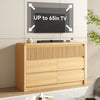 7 Drawers Dresser for Bedroom, 49.2" W Modern Chest of Drawers with Curved Profile Design, Mid Century Fluted Storage Dressers Organizer,Natural