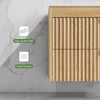 ASTUVIA 35.4" Modern Fluted Bathroom Vanity with Sink, Wall Mounted Floating Cabinets with Double Drawers, Resin Sink Combo Set with Golden Handle,Natural