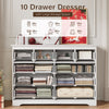 55.1" Wide Dresser for Bedroom, 10 Drawer Dresser with Large Drawers, Dresser for TVs Up to 65",White