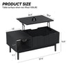 Fluted Lift Top Coffee Table with Storage, Rising Coffee Tables with Hidden Compartment, Wood Center Table for Living Room Office, Black