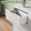 63" W Fluted 9 Drawer Dresser for Adult,Wooden Bedroom Dresser,Dresser TV Stand up to 70" for Living Room,White