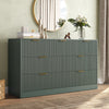 55.1" W Fluted 7 Drawer Dresser for Adult,Wooden Bedroom Dresser,Dresser TV Stand up to 65" for Living Room,Green