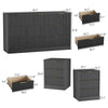 3-Piece Modern Bedroom Set - 7 Drawer Wide Dresser & Nightstands Set of 2 with Fluted Design, Anti-Tip Safety Black Natural Wood Storage Furniture for Bedroom,Hallway 7+6,Black
