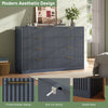 55.1" W Fluted 8 Drawer Dresser for Adult,Wooden Bedroom Dresser,Dresser TV Stand up to 65" for Living Room,Blue
