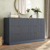 55.1" W Fluted 7 Drawer Dresser for Adult,Wooden Bedroom Dresser,Dresser TV Stand up to 65" for Living Room,Blue