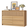 7 Drawers Dresser for Bedroom, 49.2" W Modern Chest of Drawers with Curved Profile Design, Mid Century Fluted Storage Dressers Organizer,Natural