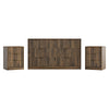 3-Piece Modern Bedroom Set - 7 Drawer Wide Dresser & Nightstands Set of 2 with Fluted Design, Anti-Tip Safety Brown Natural Wood Storage Furniture for Bedroom,Hallway 7+6,Brown