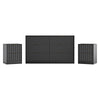3-Piece Modern Bedroom Set - 6 Drawer Wide Dresser & Nightstands Set of 2 with Fluted Design, Anti-Tip Safety Black Natural Wood Storage Furniture for Bedroom,Hallway 6+4,Black