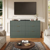 55.1" W Fluted 6 Drawer Dresser for Adult,Wooden Bedroom Dresser,Dresser TV Stand up to 65" for Living Room,Green