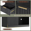 39.4" Mini Fridge Cabinet with Power Outlet,Fluted Coffee Bar Cabinet with Mini Fridge Space,Buffet Sideboard with Drawers,Black