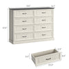 Rustic 8-Drawer Wood Dresser, Large Storage Chest Organizer with Metal Handles for Bedroom, Living Room, Farmhouse Style Furniture,White