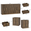 3-Piece Modern Bedroom Set - 9 Drawer Wide Dresser & Nightstands Set of 2 with Fluted Design, Anti-Tip Safety Brown Natural Wood Storage Furniture for Bedroom,Hallway 9+4,Brown