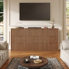 63" W Fluted 9 Drawer Dresser for Adult,Wooden Bedroom Dresser,Dresser TV Stand up to 70" for Living Room,Oak