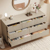 Fluted 7 Drawers Dresser, 55.1" Wide Modern Chest of Drawers with Wood Foot, Dresser TV Stand Up to 65 Inch TV, Wood Drawer Organizer for Bedroom, Living Room, Hallway - Cream