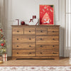55.1" Wide Dresser for Bedroom, 10 Drawer Dresser with Large Drawers, Dresser for TVs Up to 65",Brown
