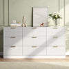 63" W Fluted 9 Drawer Dresser for Adult,Wooden Bedroom Dresser,Dresser TV Stand up to 70" for Living Room,White