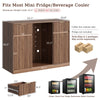 53" Mini Fridge Cabinet with Power Outlet,Fluted Coffee Bar Cabinet with Mini Fridge Space,Buffet Sideboard with Drawers,Brown