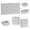 3-Piece Modern Bedroom Set - 7 Drawer Wide Dresser & Nightstands Set of 2 with Fluted Design, Anti-Tip Safety White Natural Wood Storage Furniture for Bedroom,Hallway 7+4,White