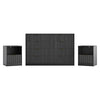 3-Piece Modern Bedroom Set - 8 Drawer Wide Dresser & Nightstands Set of 2 with Fluted Design, Anti-Tip Safety Black Natural Wood Storage Furniture for Bedroom,Hallway 8+2,Black