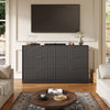 55.1" W Fluted 6 Drawer Dresser for Adult,Wooden Bedroom Dresser,Dresser TV Stand up to 65" for Living Room,Black