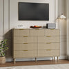 Fluted 9 Drawers Dresser, 55.1" Wide Modern Chest of Drawers with Wood Foot, Dresser TV Stand Up to 65 Inch TV, Wood Drawer Organizer for Bedroom, Living Room, Hallway - Cream